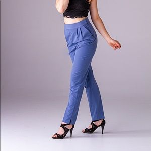 Light Blue Pleat Front Trousers